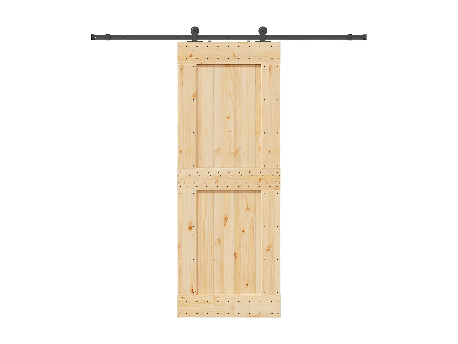 Kit puerta corredera y herrajes 85x210 cm pino macizo