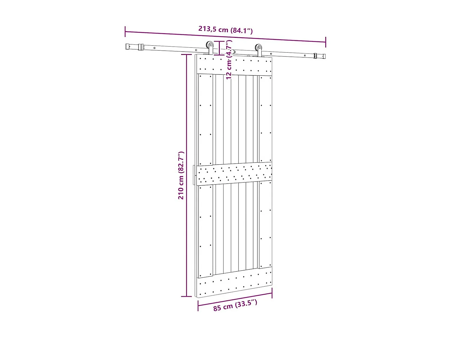 Kit puerta corredera y herrajes 85x210 cm pino macizo