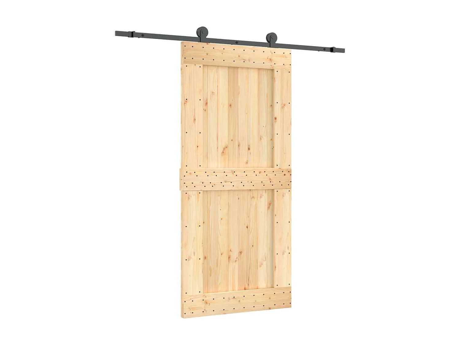 Porte coulissante et kit de quincaillerie 95x210 cm pin massif