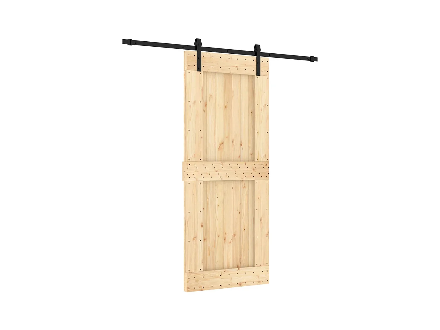 Schiebetür- und Beschlagsatz 85x210 cm, Kiefer massiv