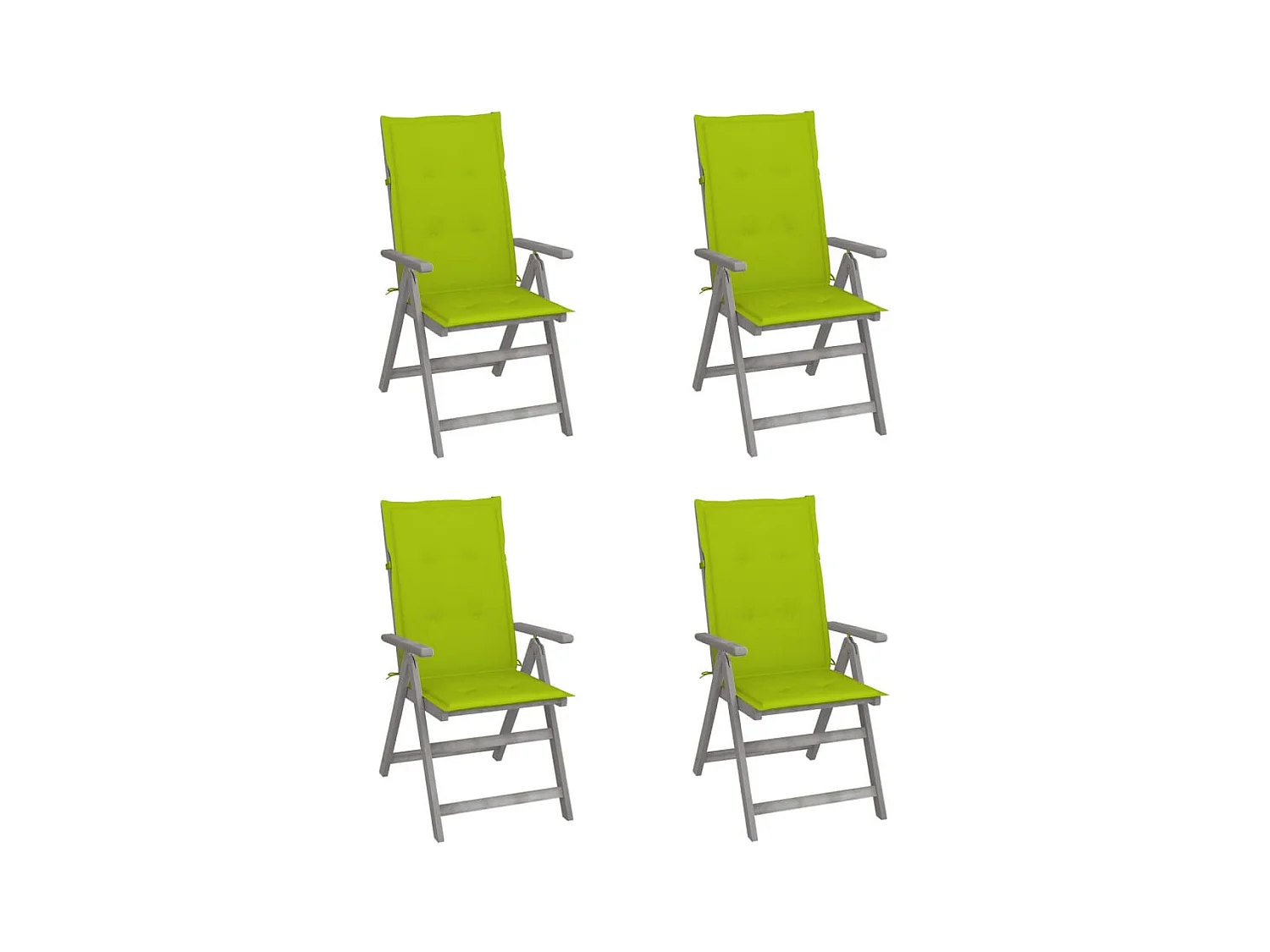 Set di 4 sedie da giardino reclinabili con cuscini in legno di acacia