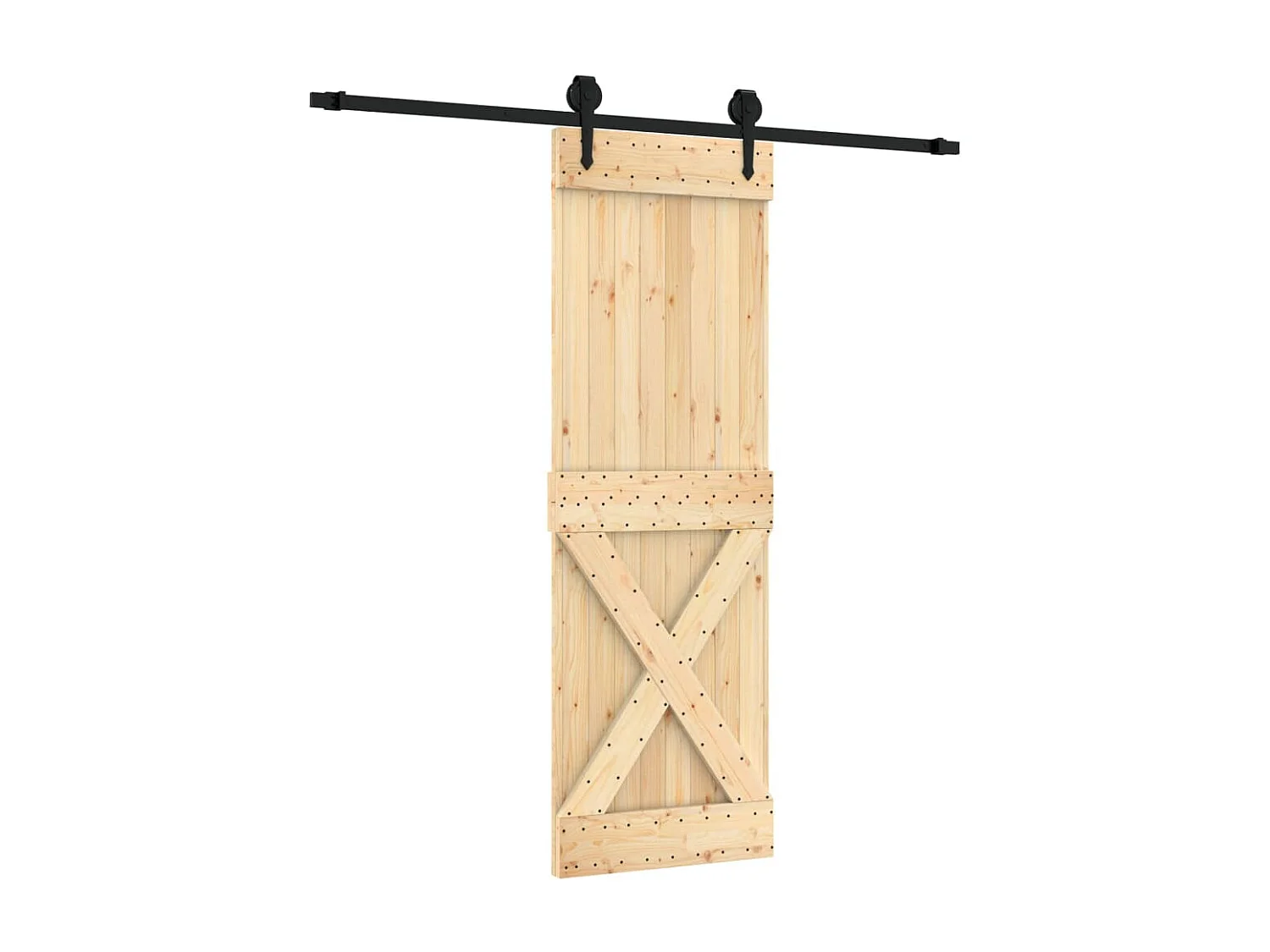 Schuifdeur en beslagset 70x210 cm massief grenen