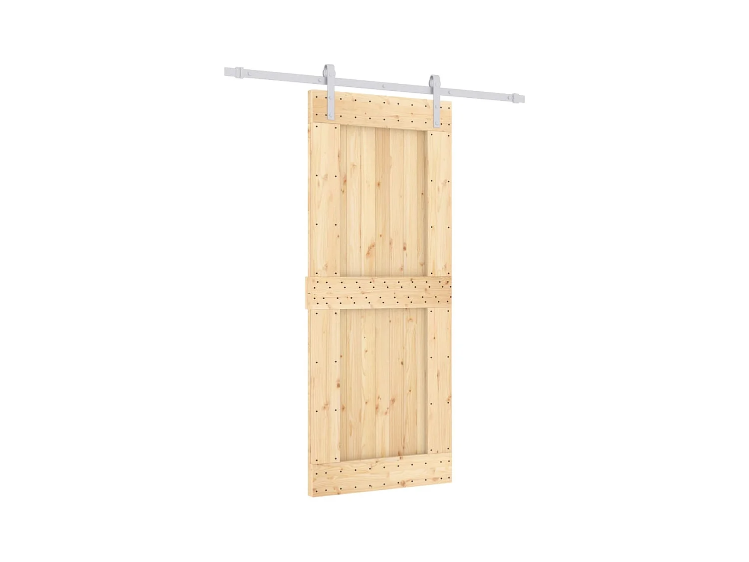 Porte coulissante et kit de quincaillerie 85x210 cm pin massif