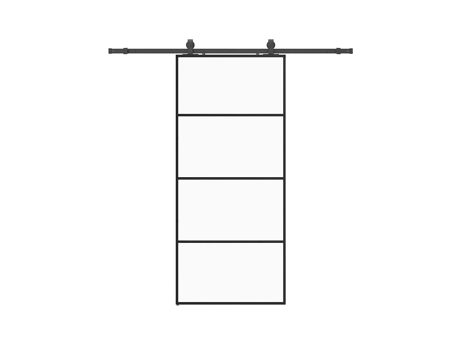 Porte coulissante kit de quincaillerie noir 90x205 cm verre ESG