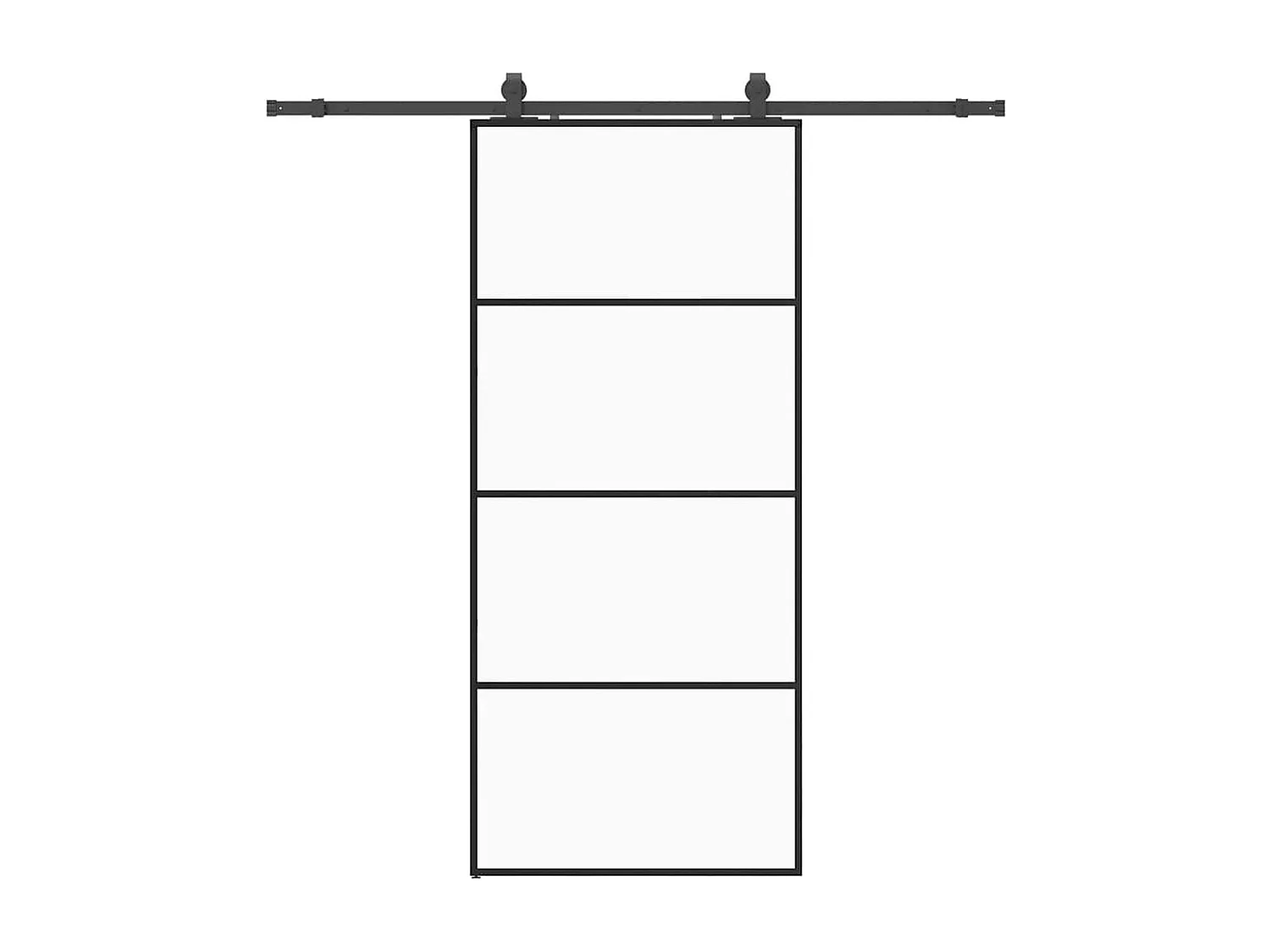 Porte coulissante kit de quincaillerie noir 90x205 cm verre ESG