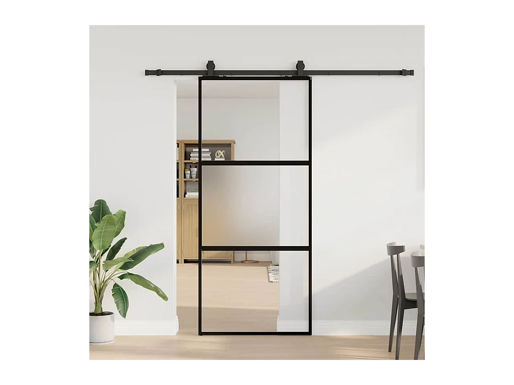 Schuifdeur met zwarte beslagset 90x205 cm