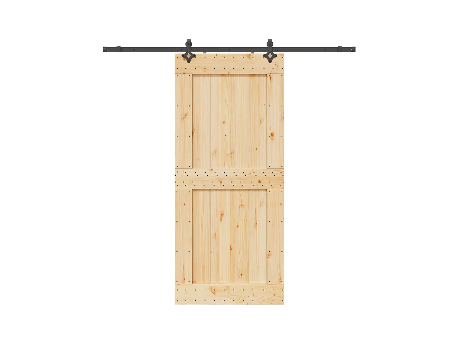Porte coulissante et kit de quincaillerie 100x210 cm pin massif