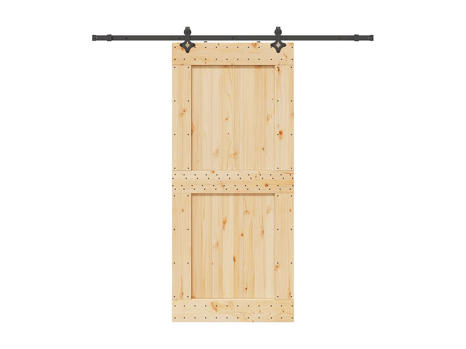 Porte coulissante et kit de quincaillerie 100x210 cm pin massif