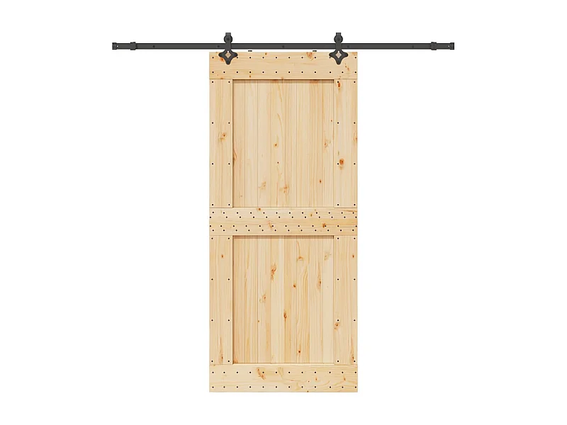 Porte coulissante et kit de quincaillerie 100x210 cm pin massif