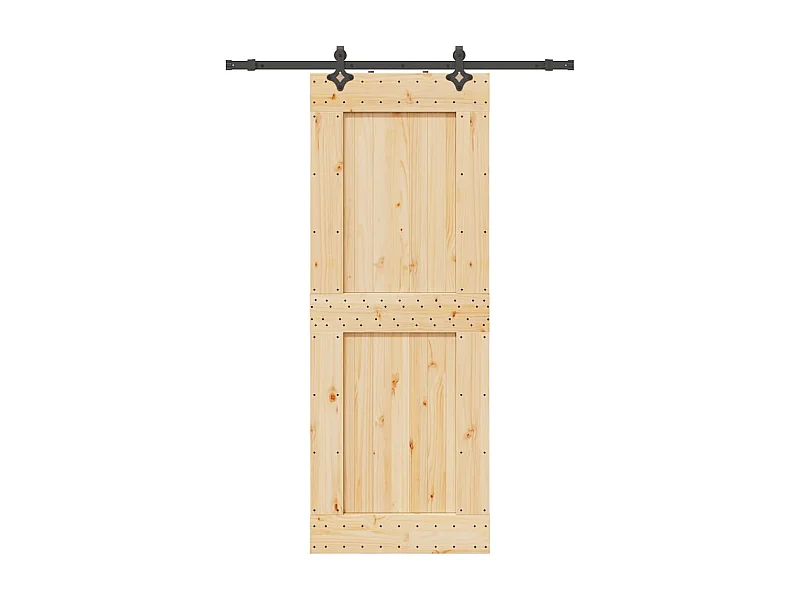 Kit porta scorrevole e ferramenta 85x210 cm in pino massello