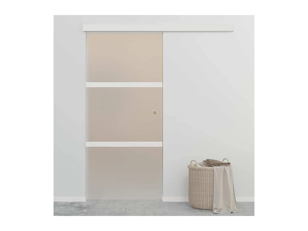 Porta scorrevole in vetro ESG e alluminio 90x212 cm Argento