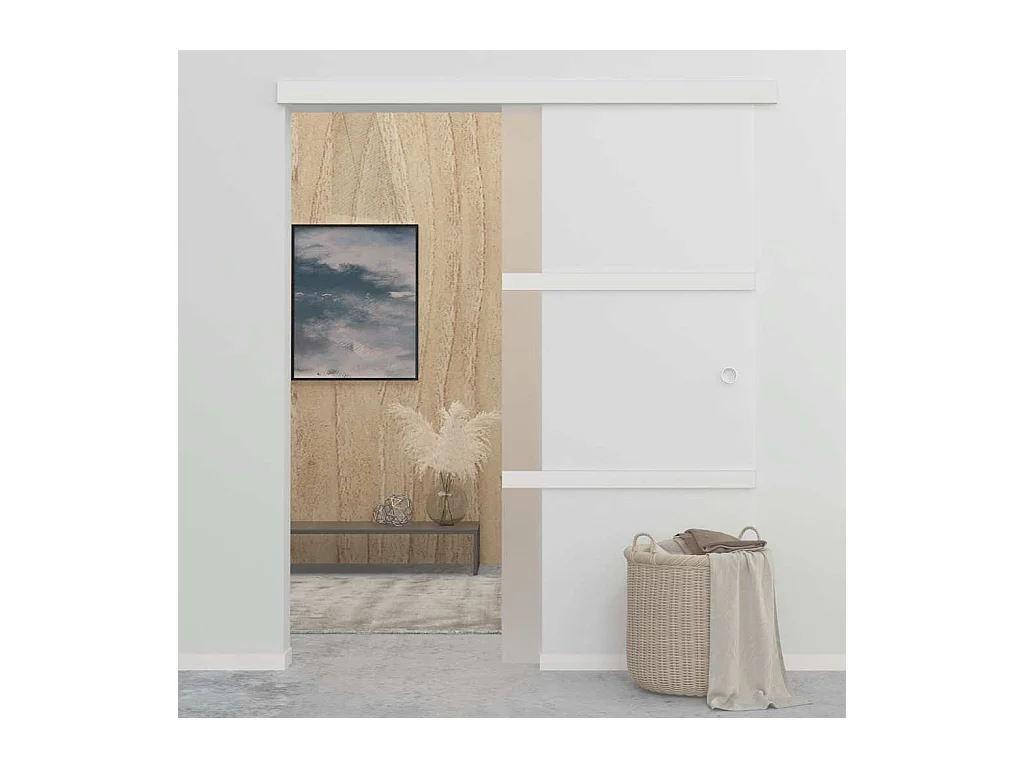 Porta scorrevole in vetro ESG e alluminio 90x212 cm Argento