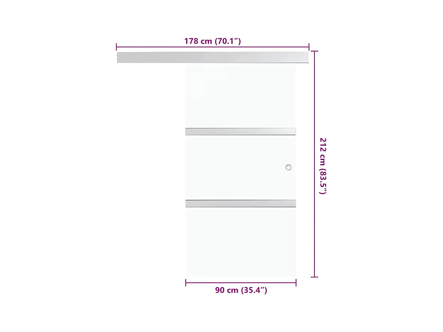 Porta scorrevole in vetro ESG e alluminio 90x212 cm Argento