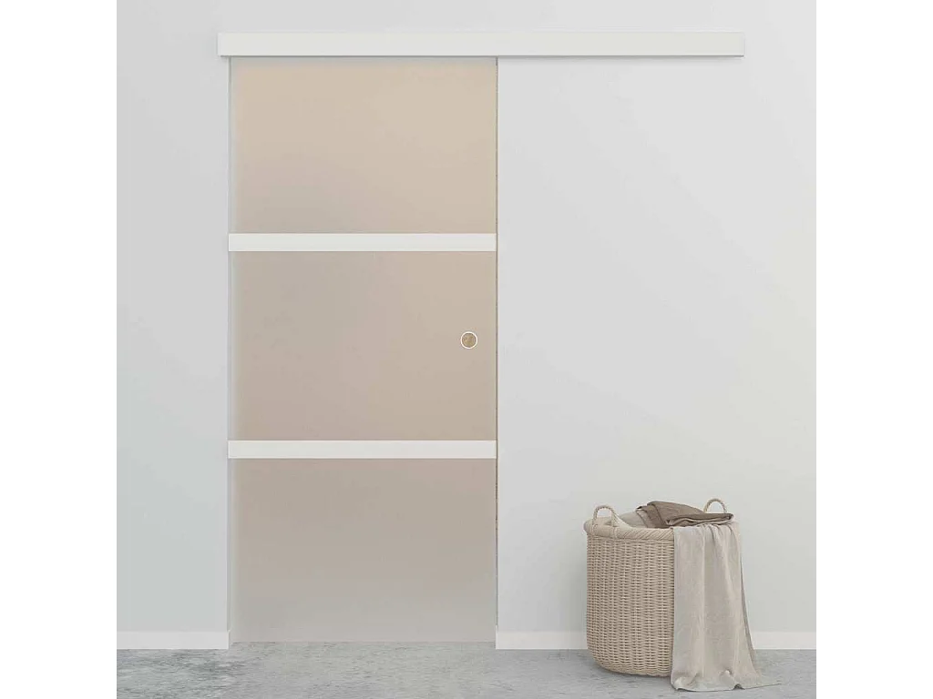 Porte coulissante Verre ESG et aluminium 90x212 cm Argenté