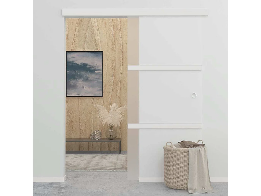 Porte coulissante Verre ESG et aluminium 90x212 cm Argenté