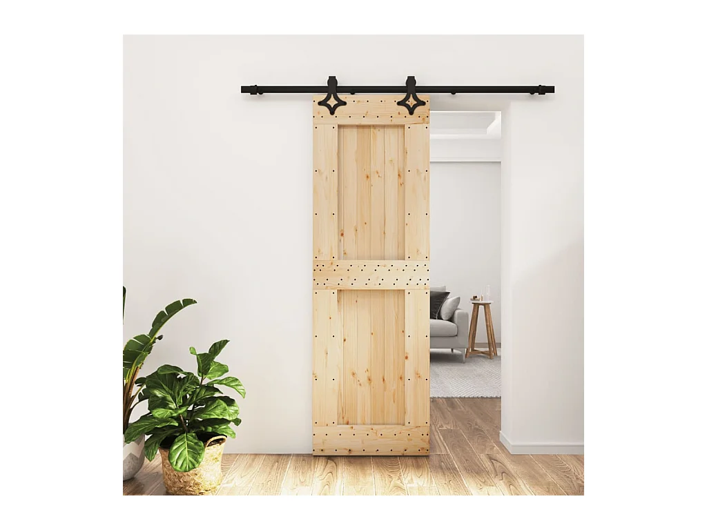 Kit puerta corredera y herrajes 70x210 cm pino macizo