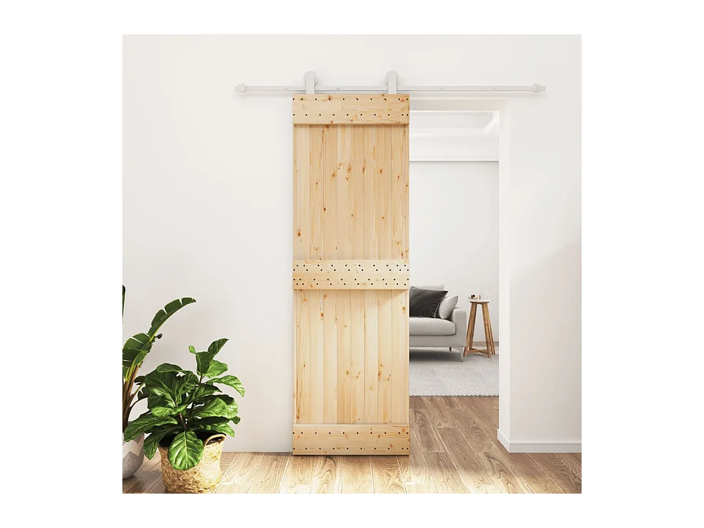 Porte coulissante et kit de quincaillerie 70x210 cm pin massif