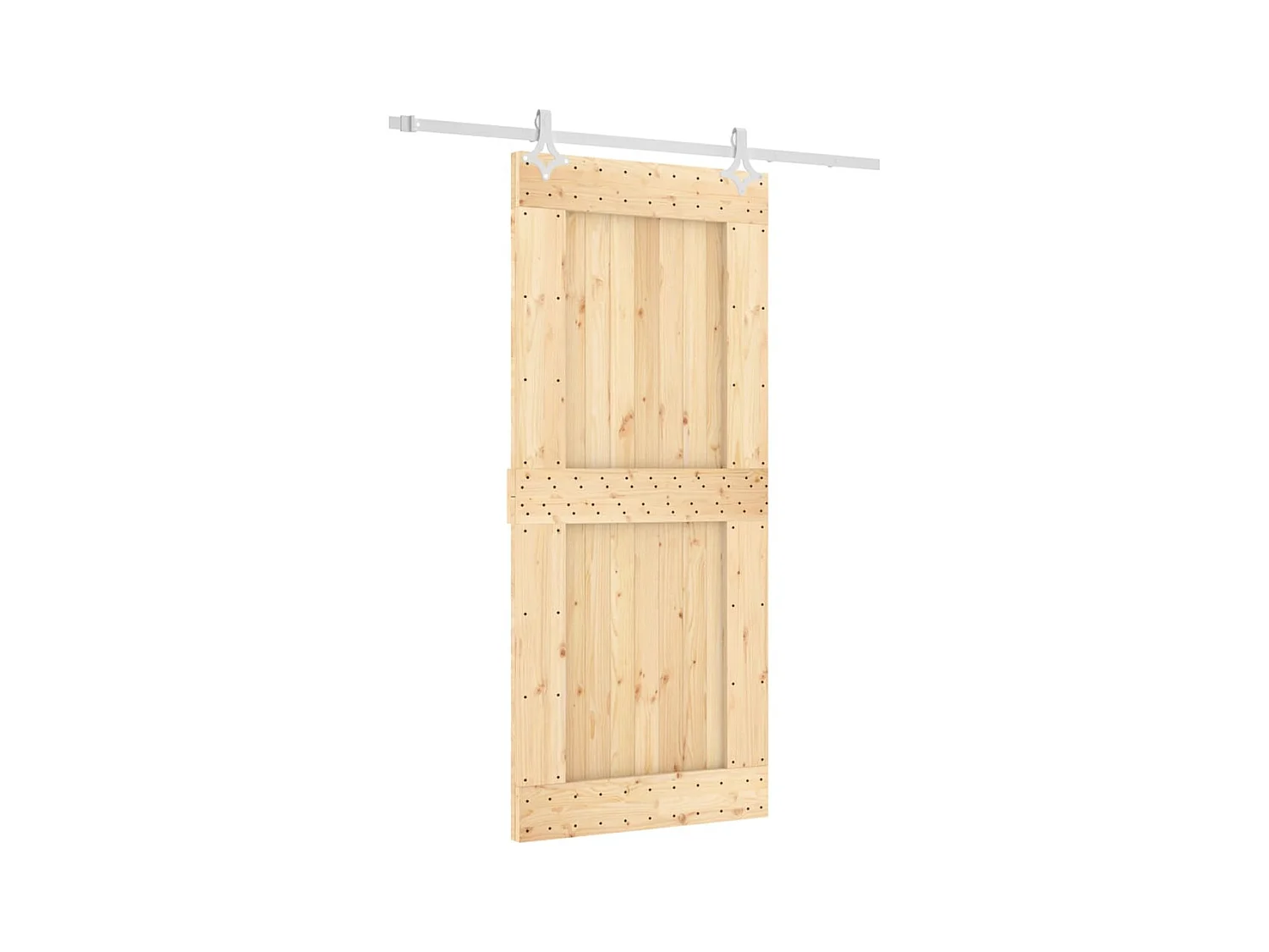 Porte coulissante et kit de quincaillerie 90x210 cm pin massif