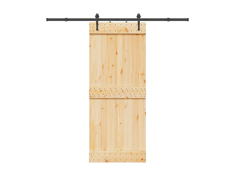 Porte coulissante et kit de quincaillerie 85x210 cm pin massif