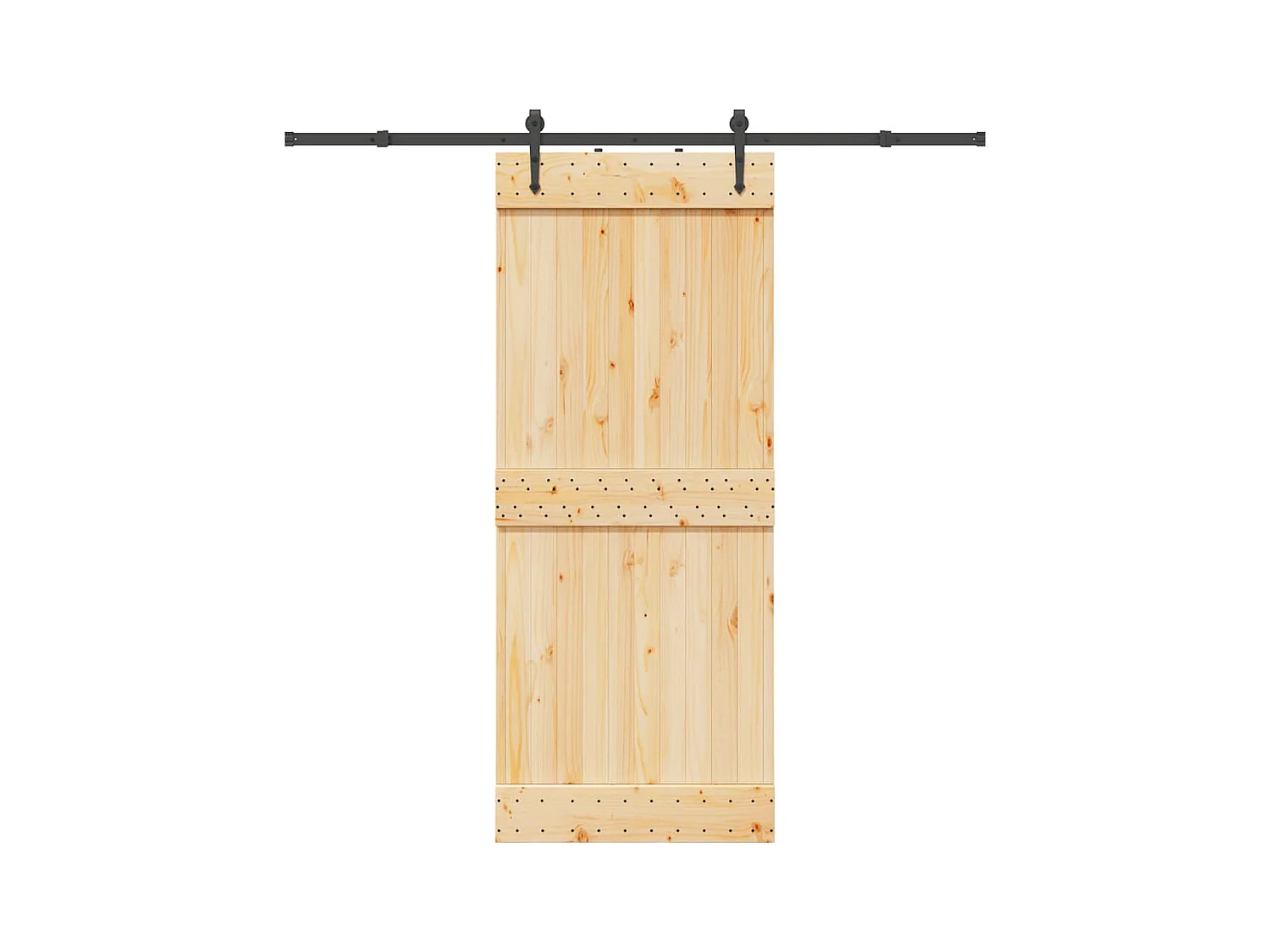 Porte coulissante et kit de quincaillerie 85x210 cm pin massif