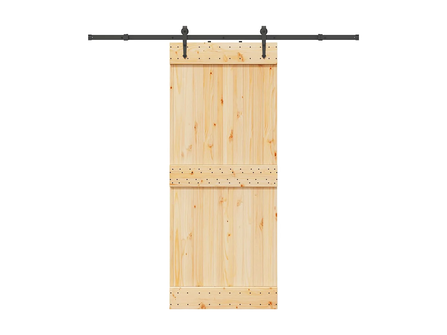 Schuifdeur en beslagset 85x210 cm massief grenen