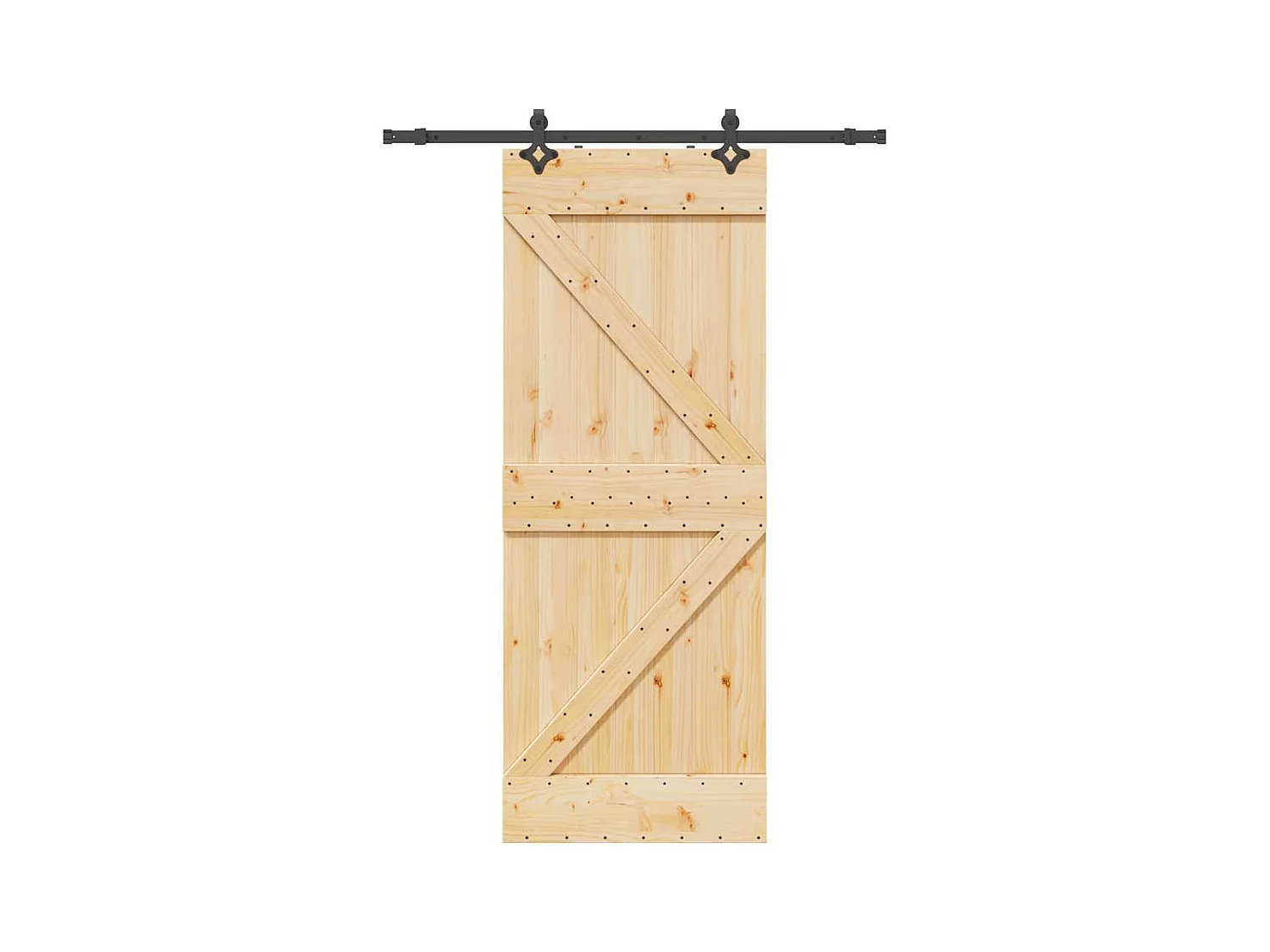 Schuifdeur en beslagset 80x210 cm massief grenen