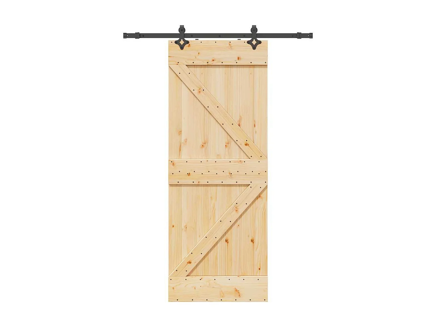 Porte coulissante et kit de quincaillerie 80x210 cm pin massif