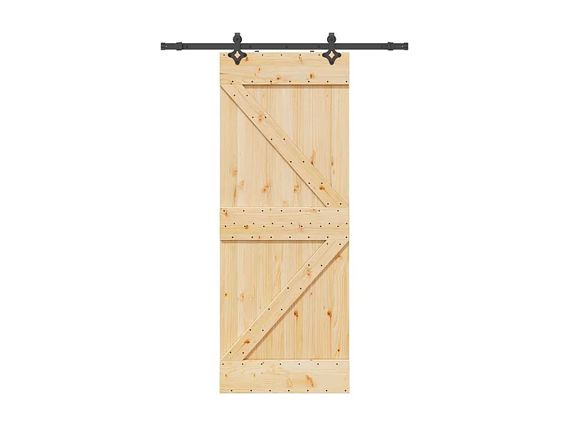 Kit puerta corredera y herrajes 80x210 cm pino macizo