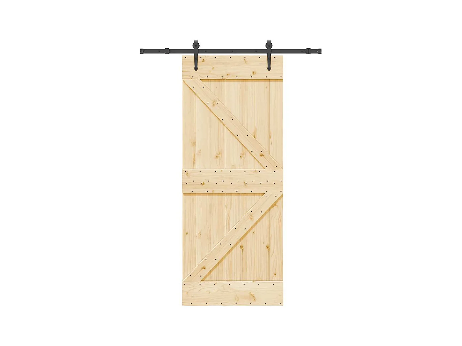 Porte coulissante et kit de quincaillerie 85x210 cm pin massif