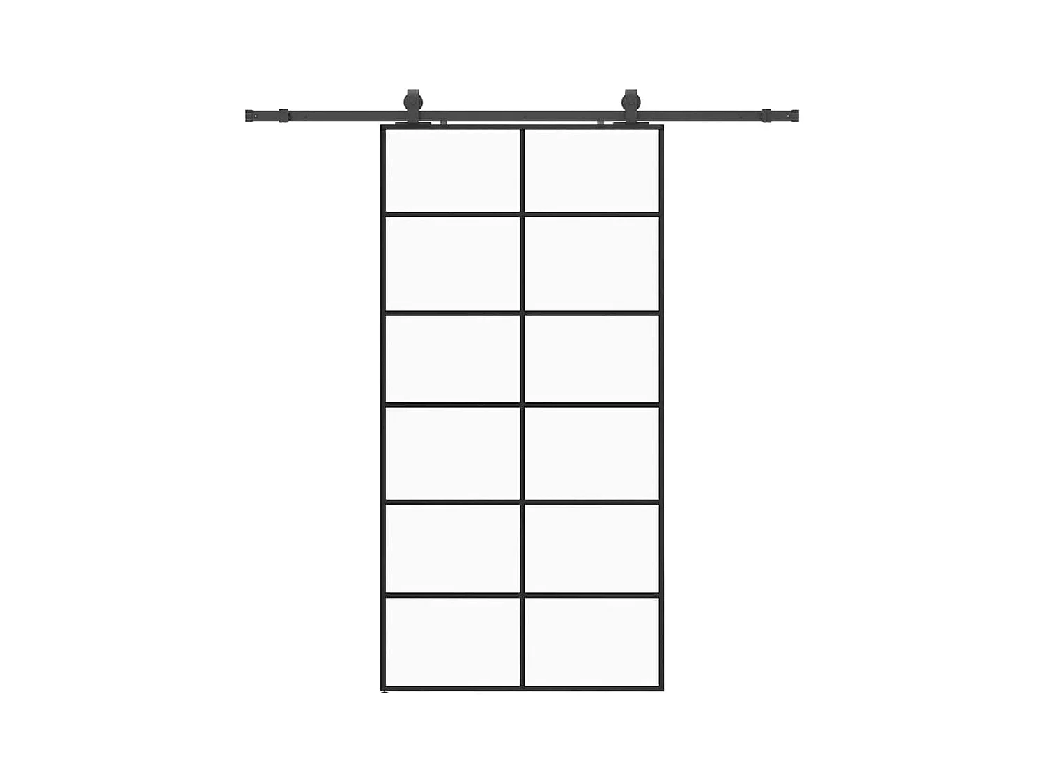 Porte coulissante kit de quincaillerie noir 102x205cm verre ESG