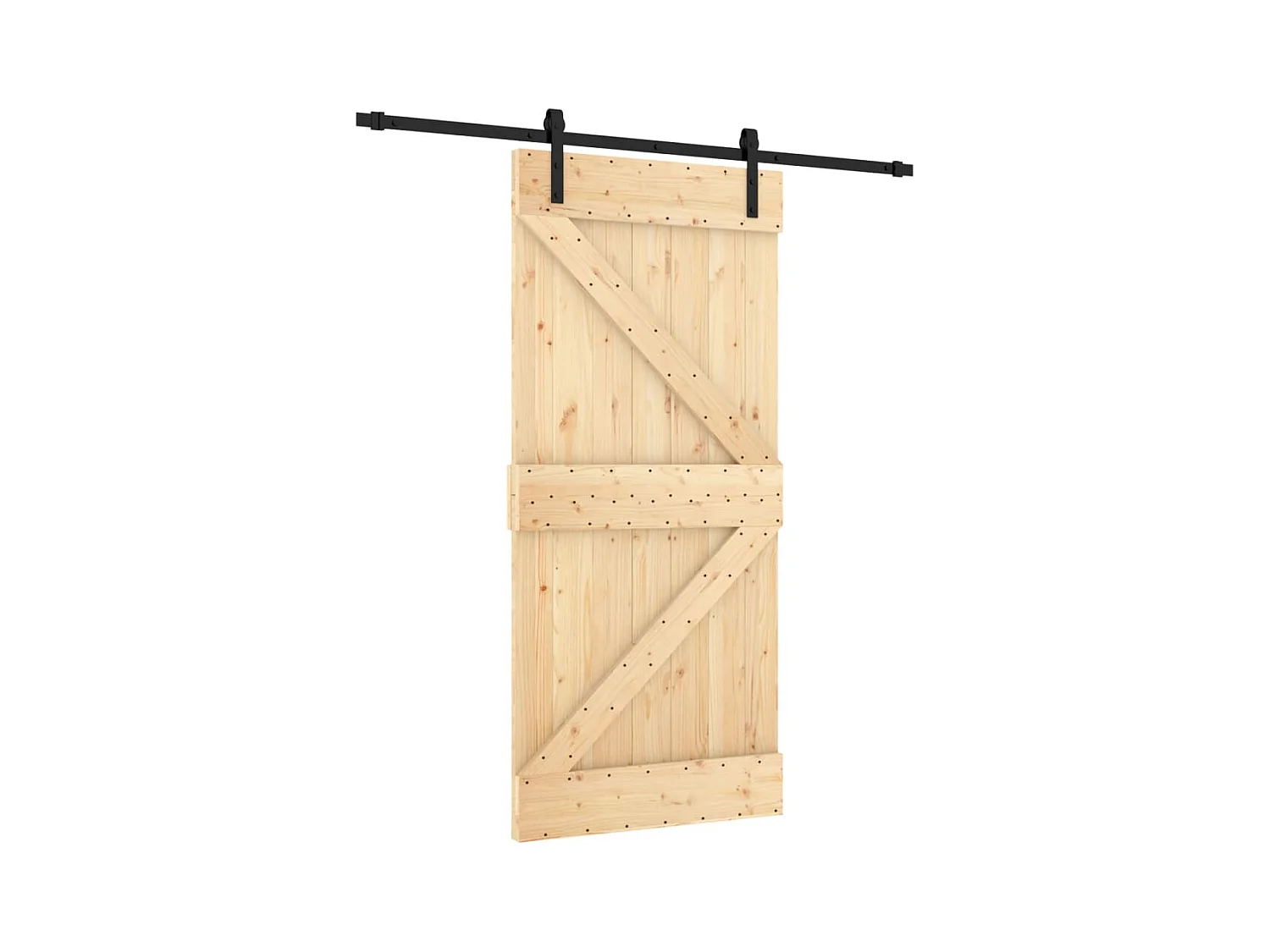 Porte coulissante et kit de quincaillerie 95x210 cm pin massif