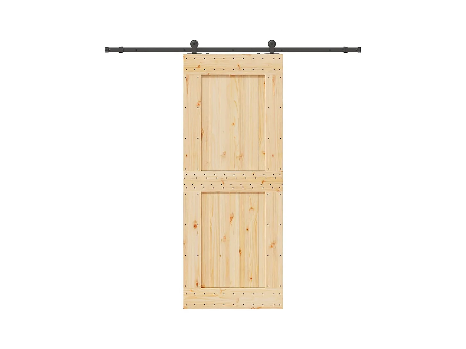 Porte coulissante et kit de quincaillerie 90x210 cm pin massif