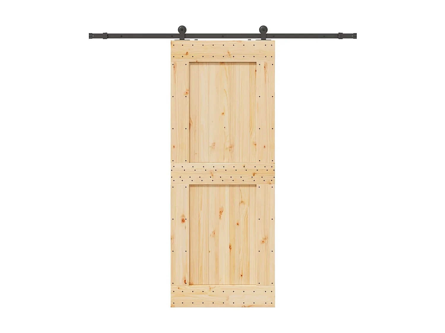 Porte coulissante et kit de quincaillerie 90x210 cm pin massif