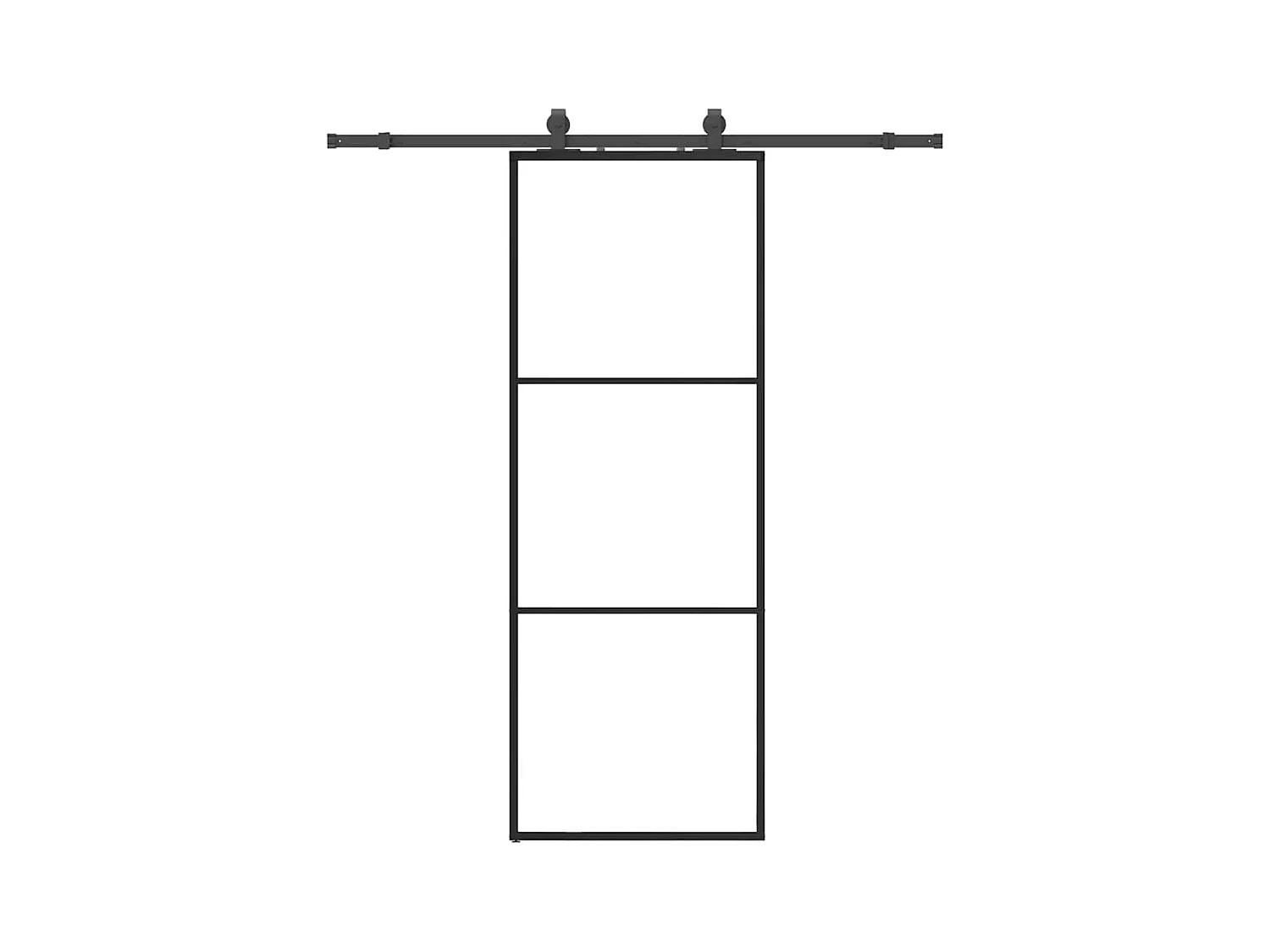 Schuifdeurbeslagset zwart 76x205 cm ESG-glas
