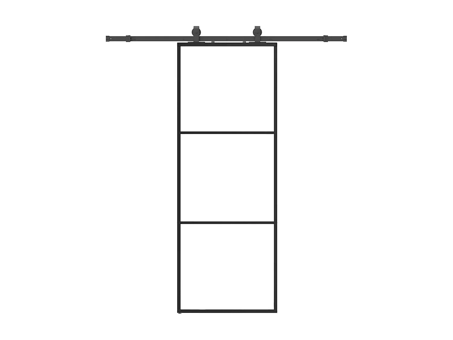 Porte coulissante kit de quincaillerie noir 76x205 cm verre ESG