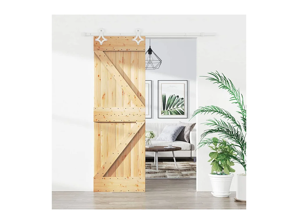 Porte coulissante et kit de quincaillerie 70x210 cm pin massif