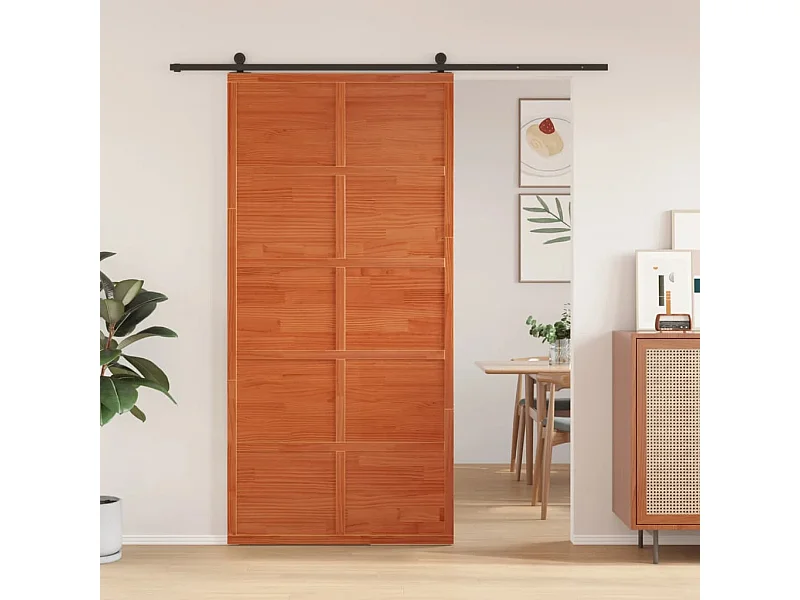 Bruine was schuurdeur 100x208 cm massief grenenhout