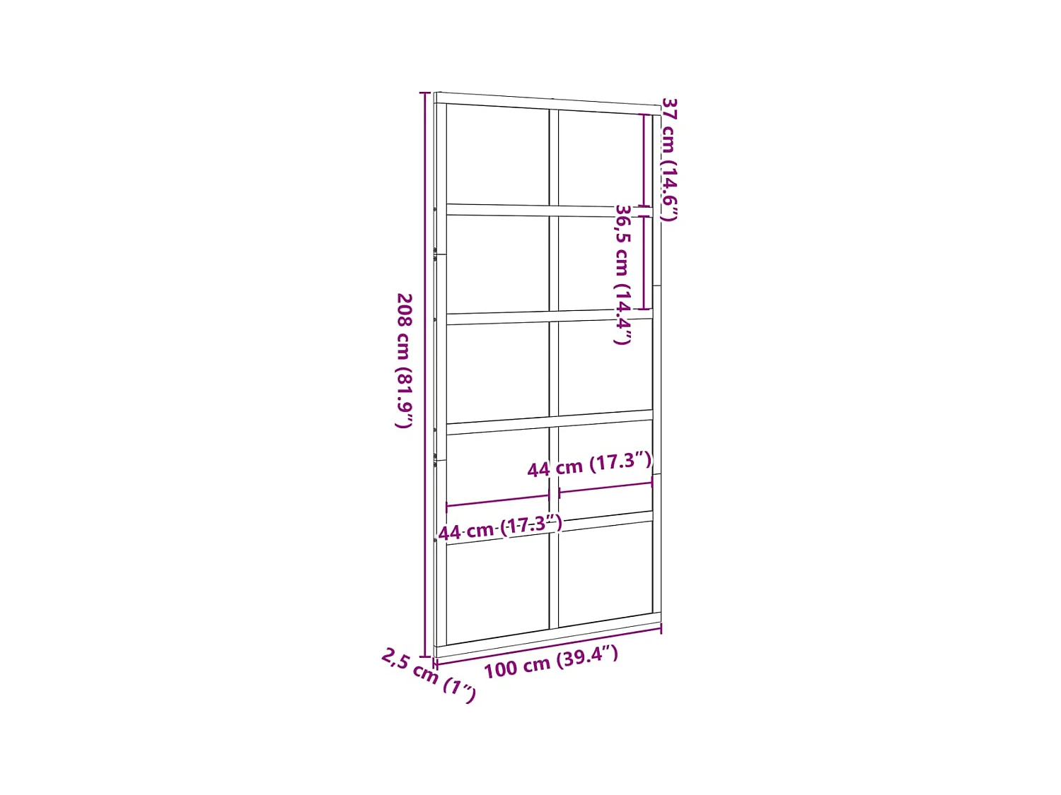 Bruine was schuurdeur 100x208 cm massief grenenhout