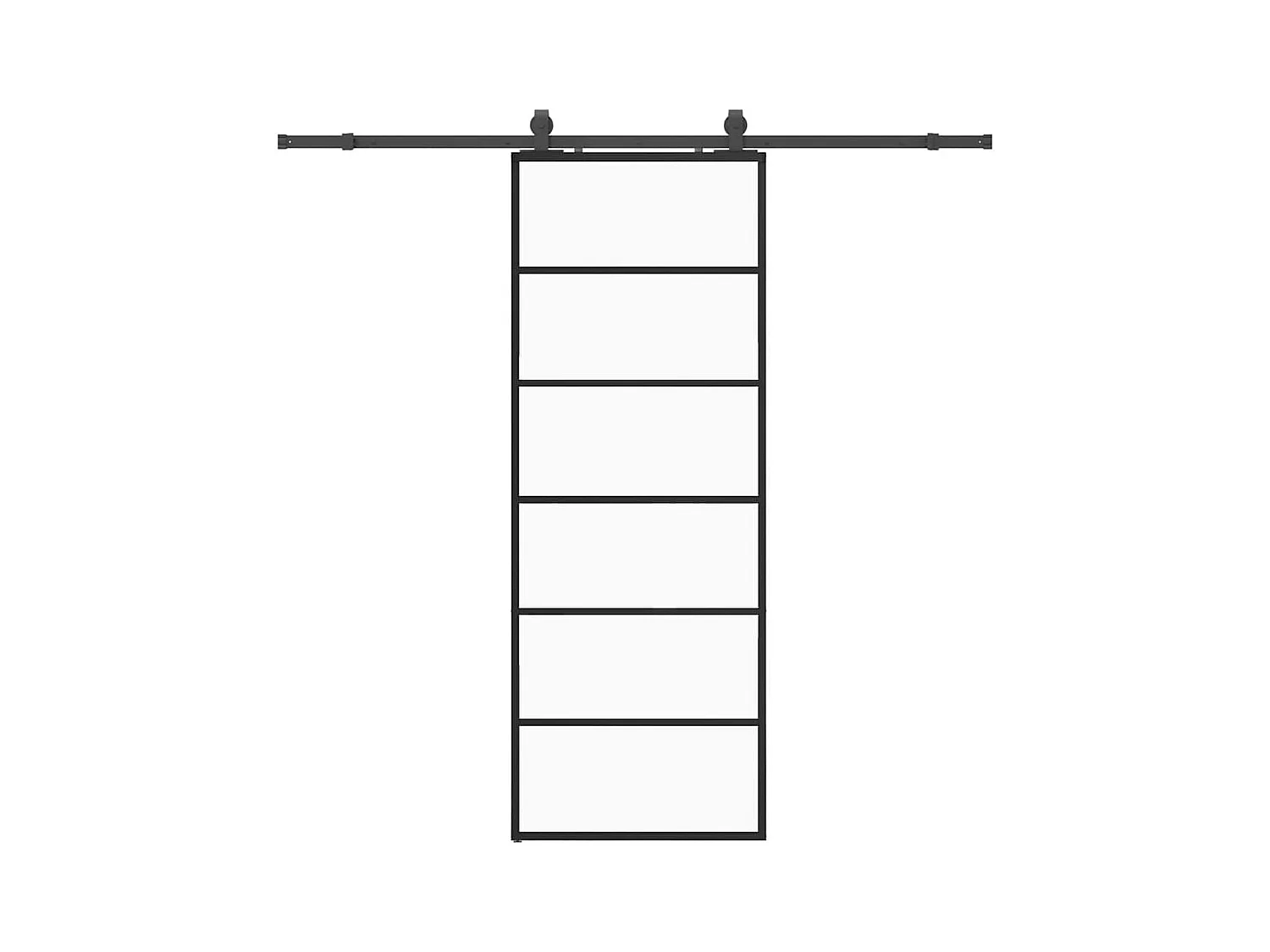 Schuifdeurbeslagset zwart 76x205 cm ESG-glas