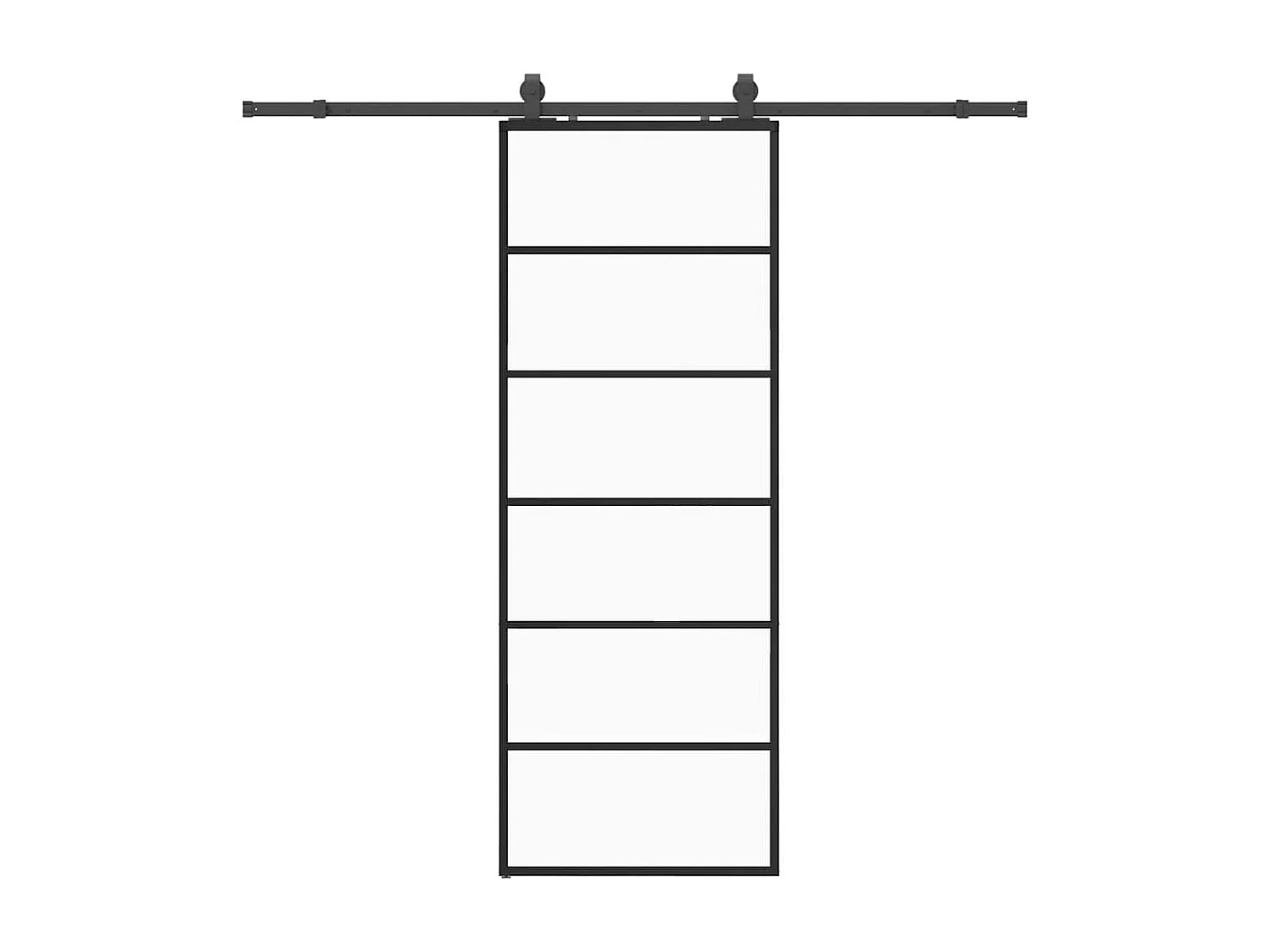 Porte coulissante kit de quincaillerie noir 76x205 cm verre ESG