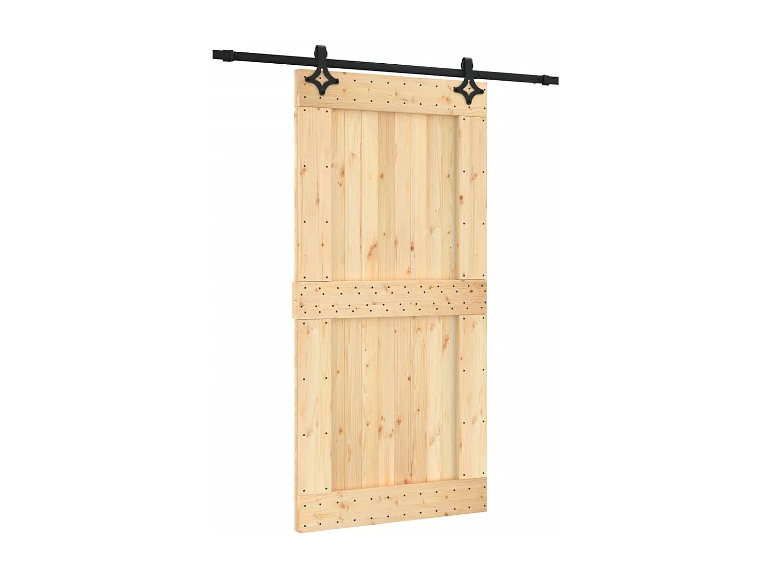 Porte coulissante et kit de quincaillerie 100x210 cm pin massif