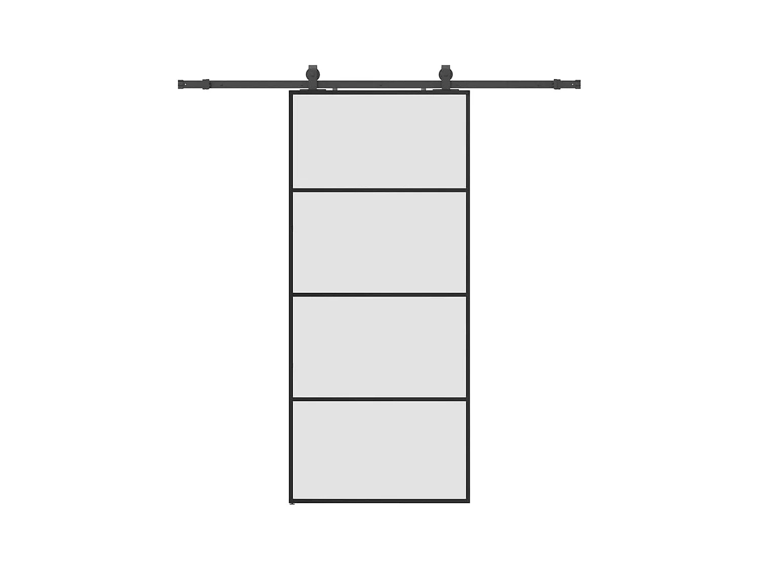 Porte coulissante kit de quincaillerie noir 90x205 cm verre ESG