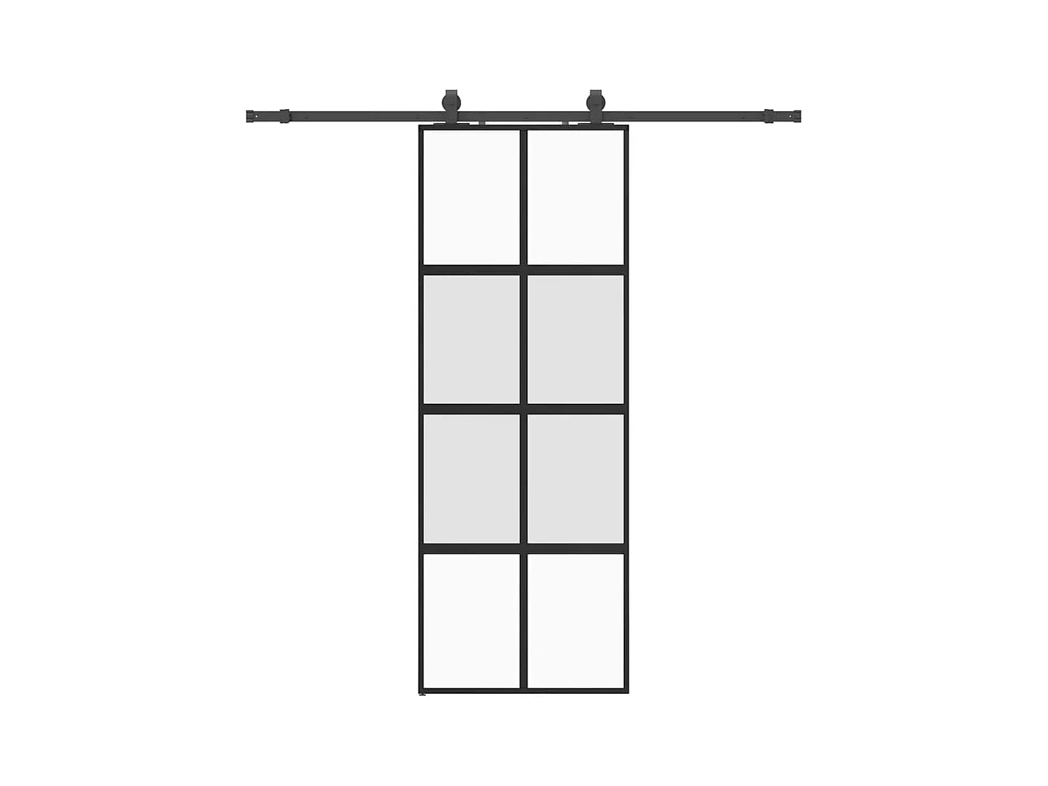 Kit herraje puerta corredera cristal templado negro 76x205 cm