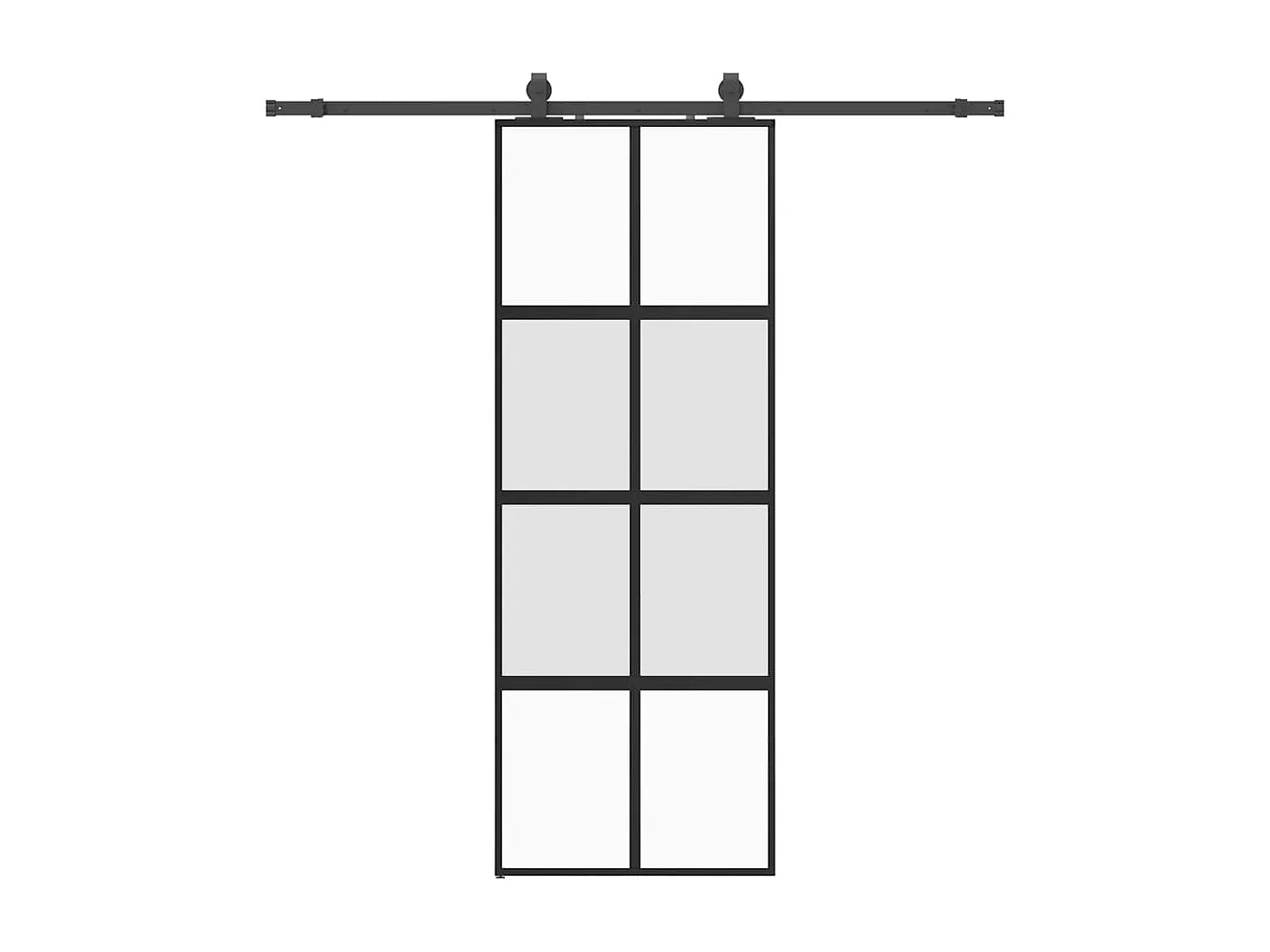 Porte coulissante kit quincaillerie noir 76x205 cm verre trempé
