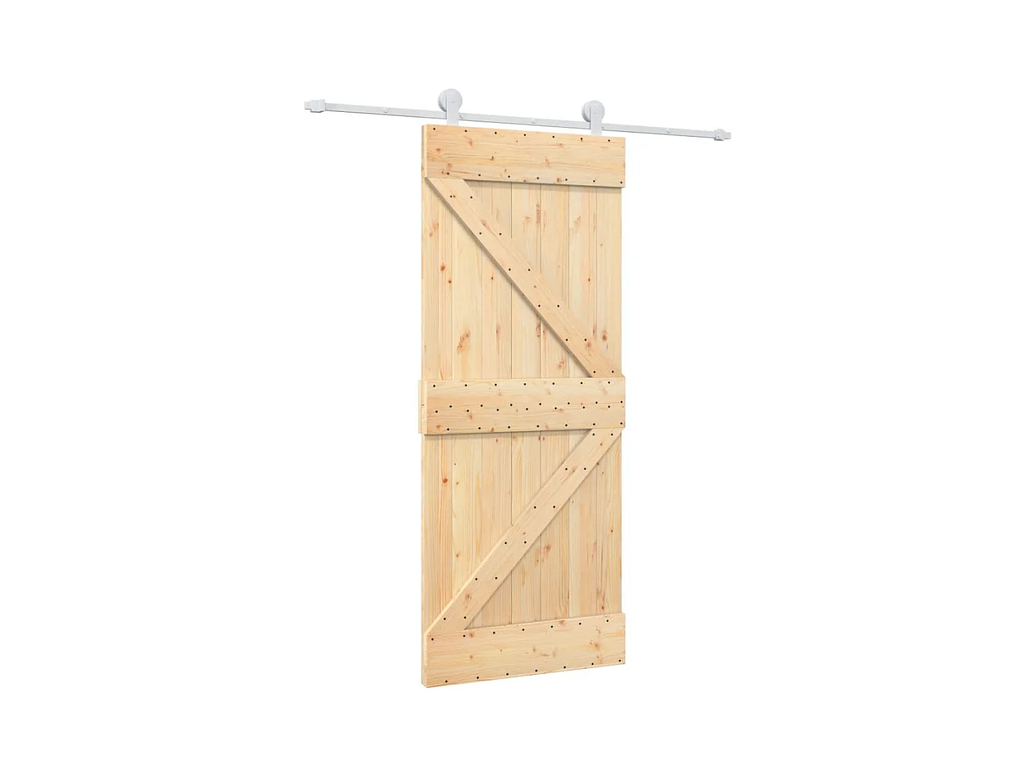 Porte coulissante et kit de quincaillerie 85x210 cm pin massif