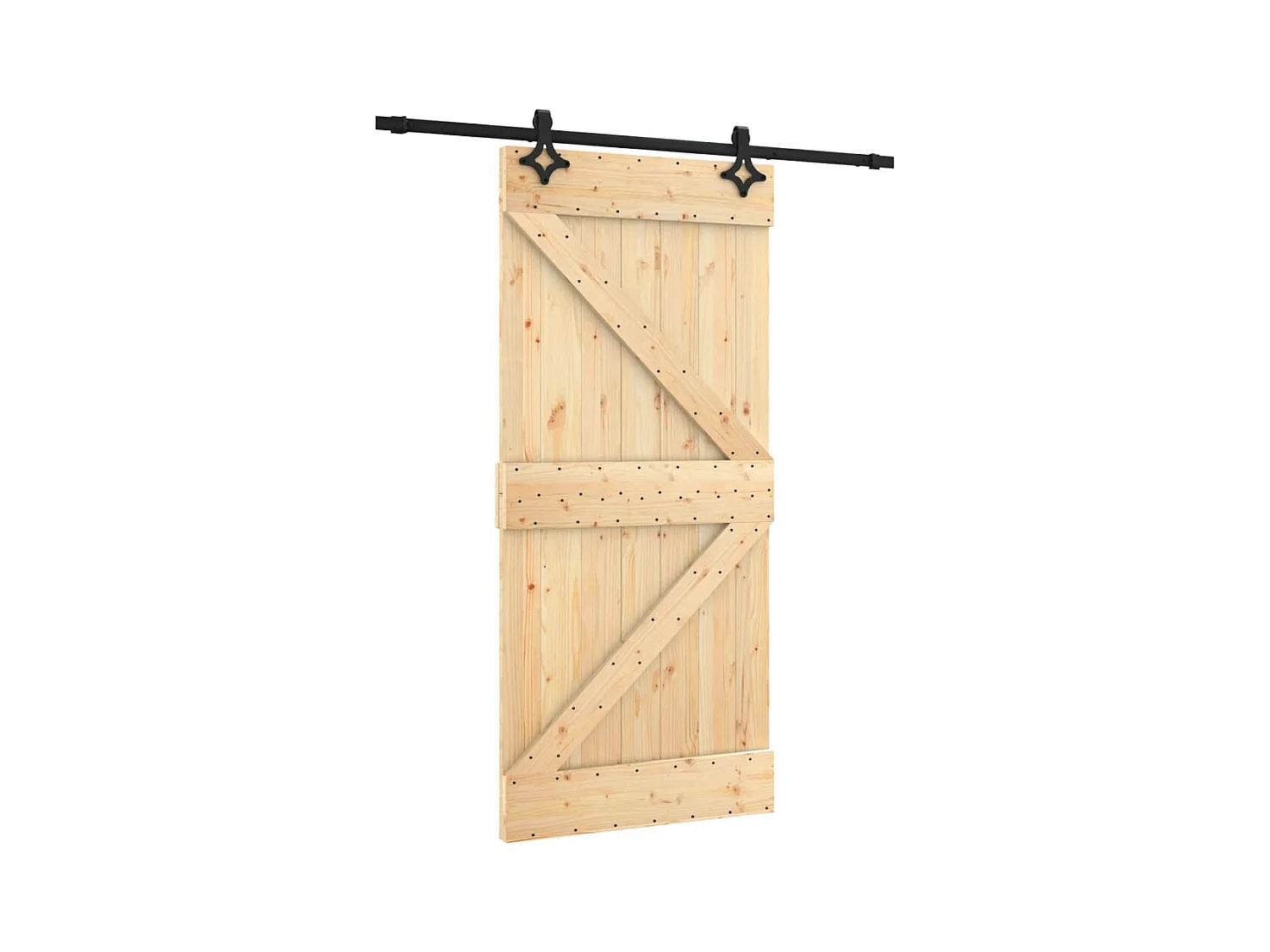 Porte coulissante et kit de quincaillerie 95x210 cm pin massif