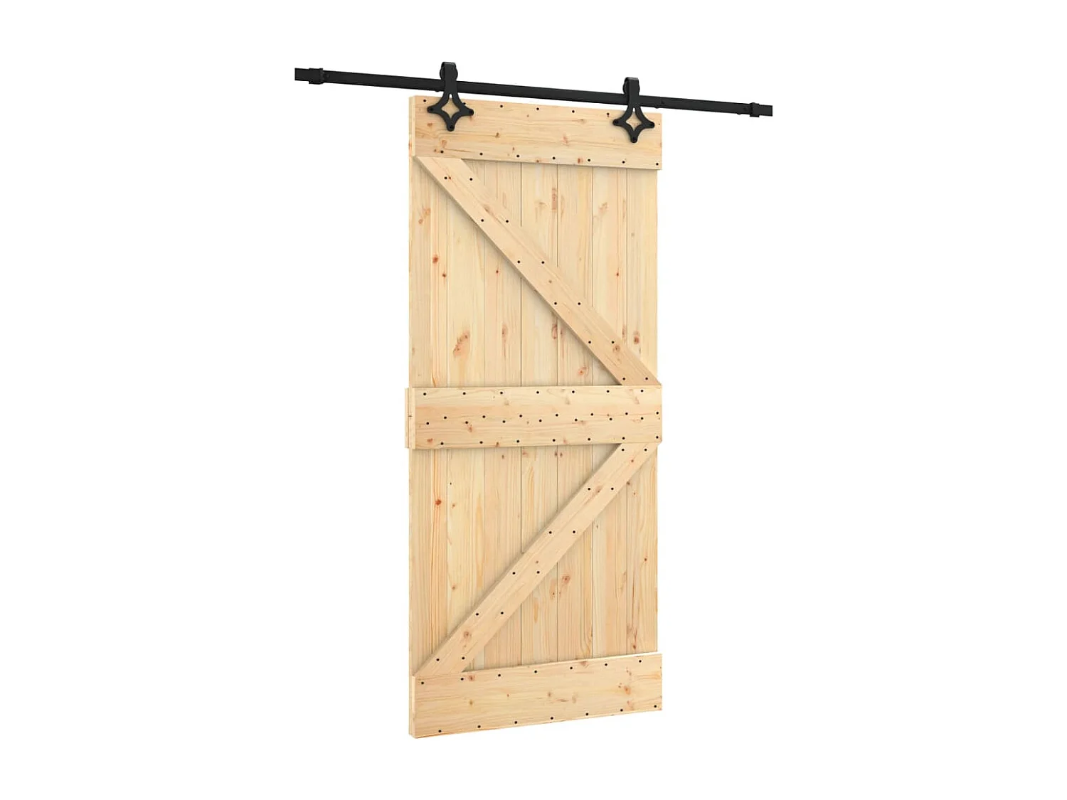 Porte coulissante et kit de quincaillerie 95x210 cm pin massif