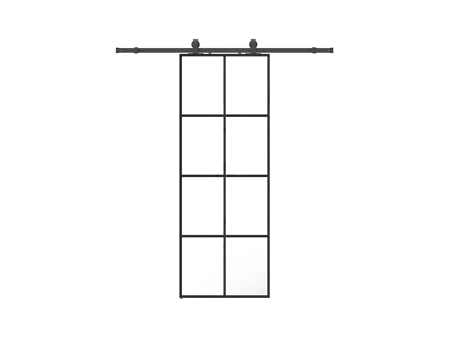 Porte coulissante kit de quincaillerie noir 76x205 cm verre ESG