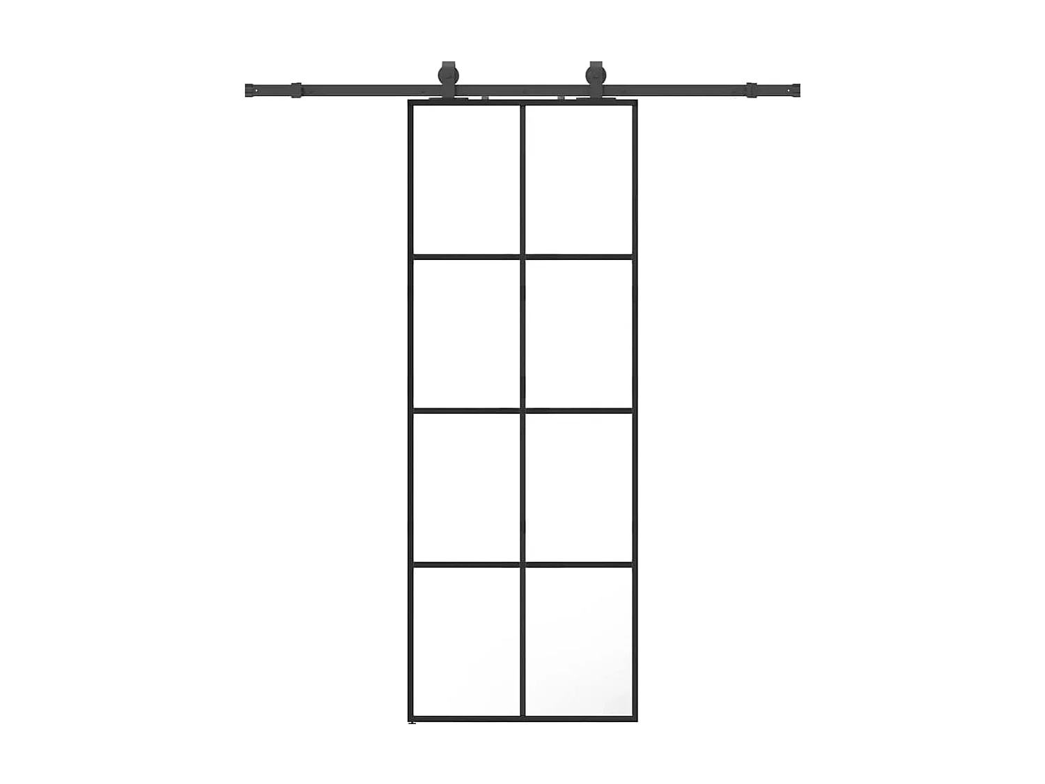Porte coulissante kit de quincaillerie noir 76x205 cm verre ESG