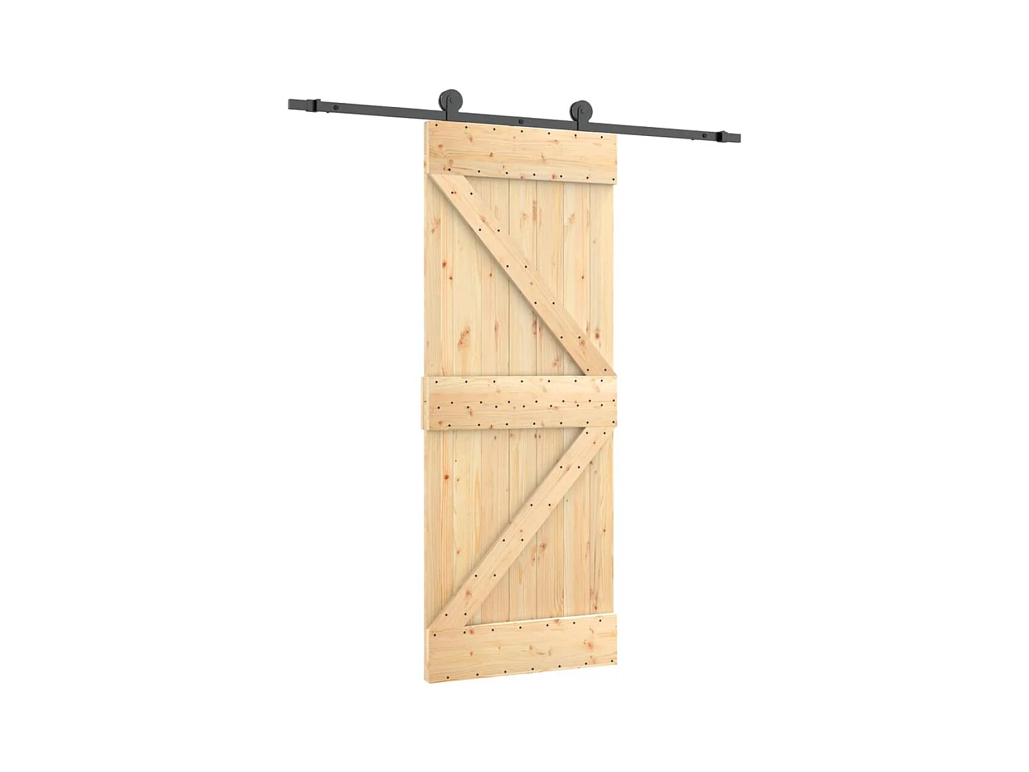 Kit porta scorrevole e ferramenta 85x210 cm in pino massello